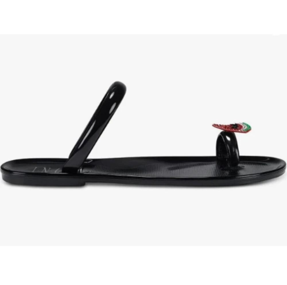 New MACY'S INC International Concepts Black Loren Toe-Ring Jelly Sandals Size 5
